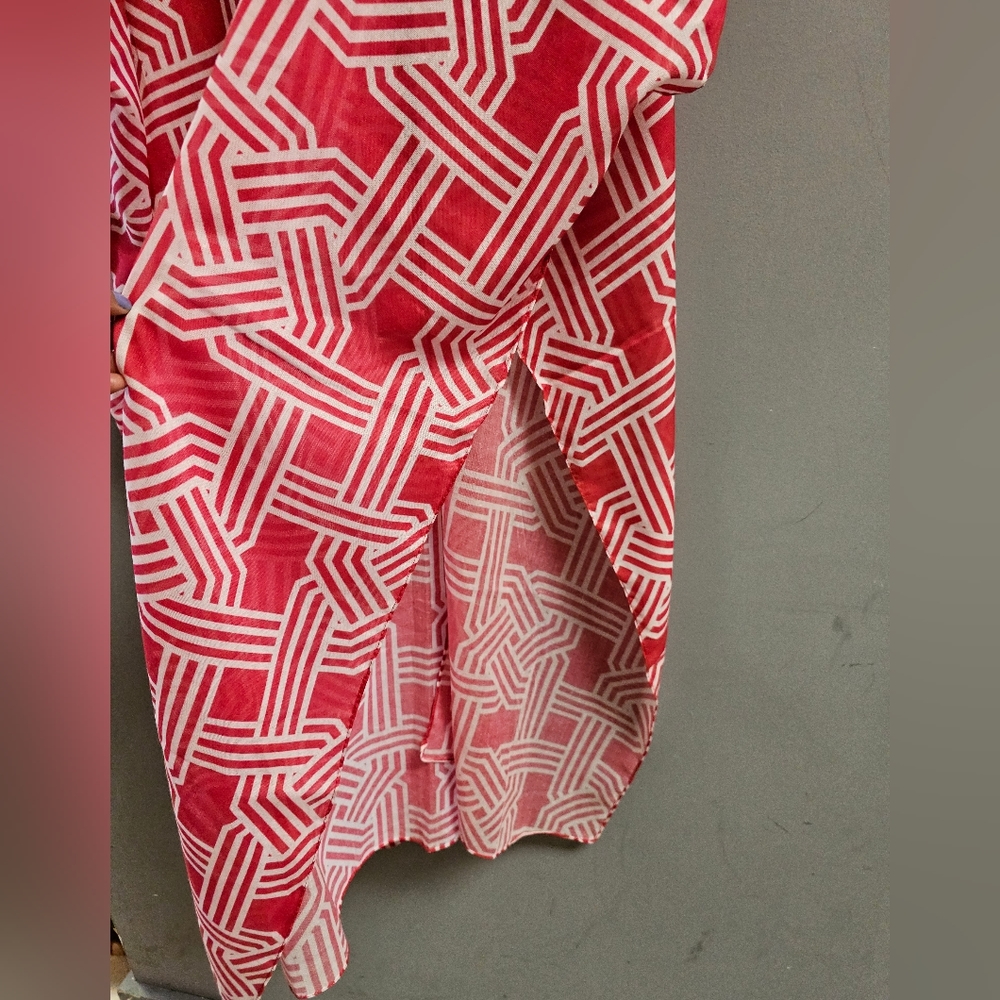 Women's Open-Front Geo-Print Duster - Picture 4 of 9